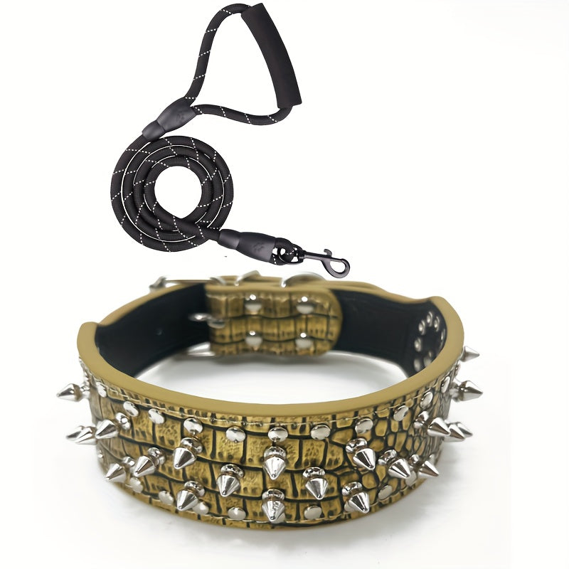 Collier chien- Leather Spiked Studded