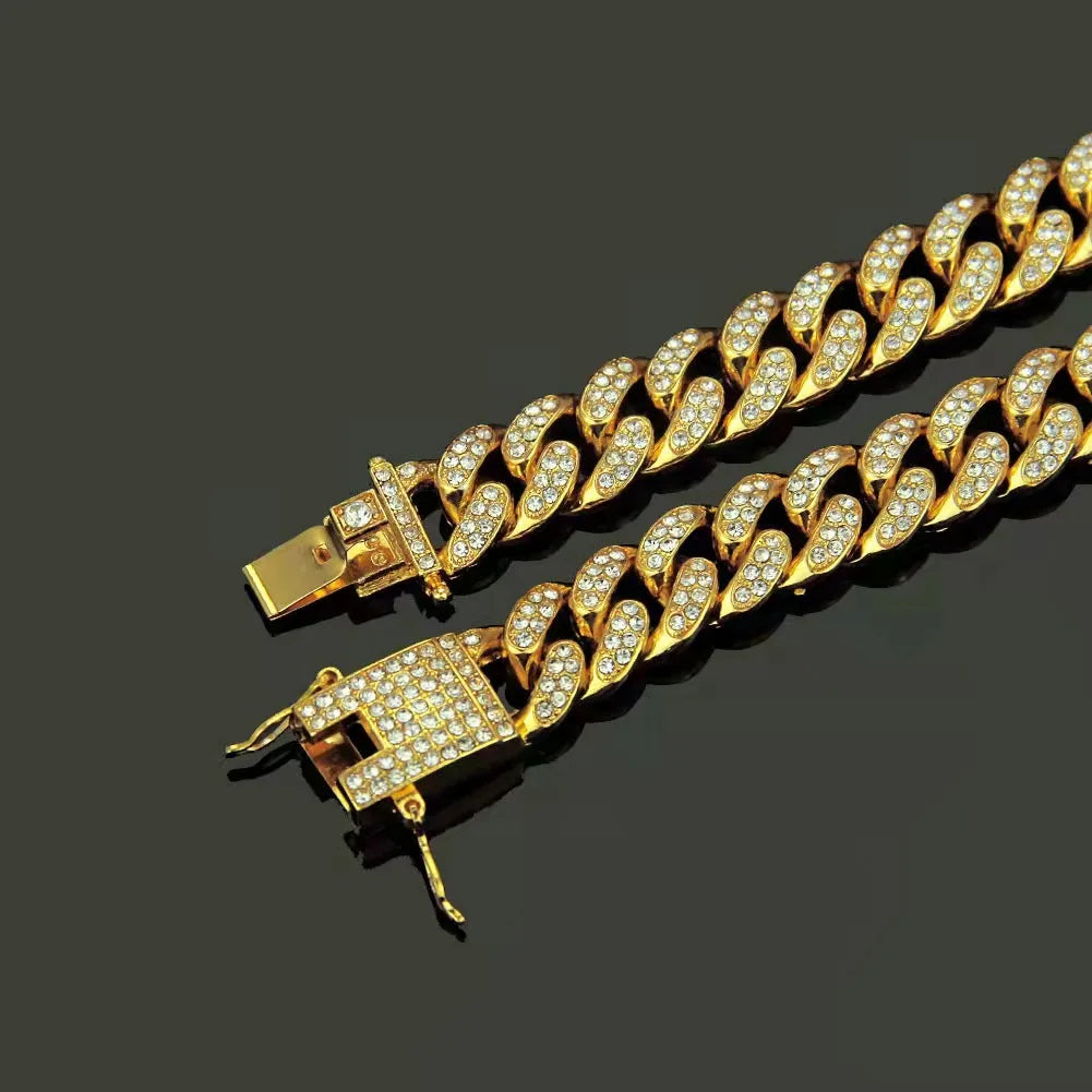 Collier chien- Rhinestone Gold Dog Chain