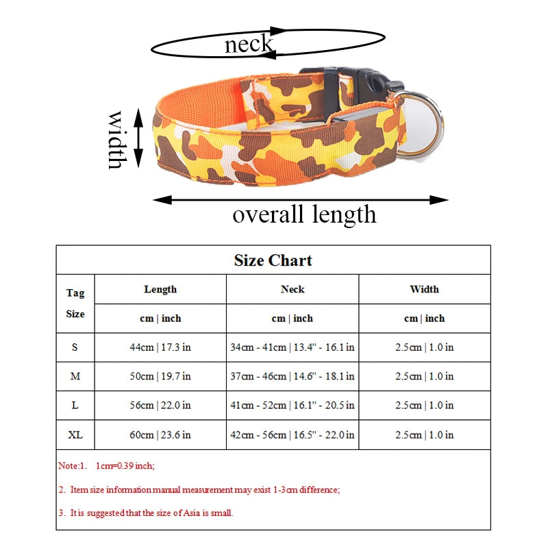 Collier chien lumineux-Camouflage LED