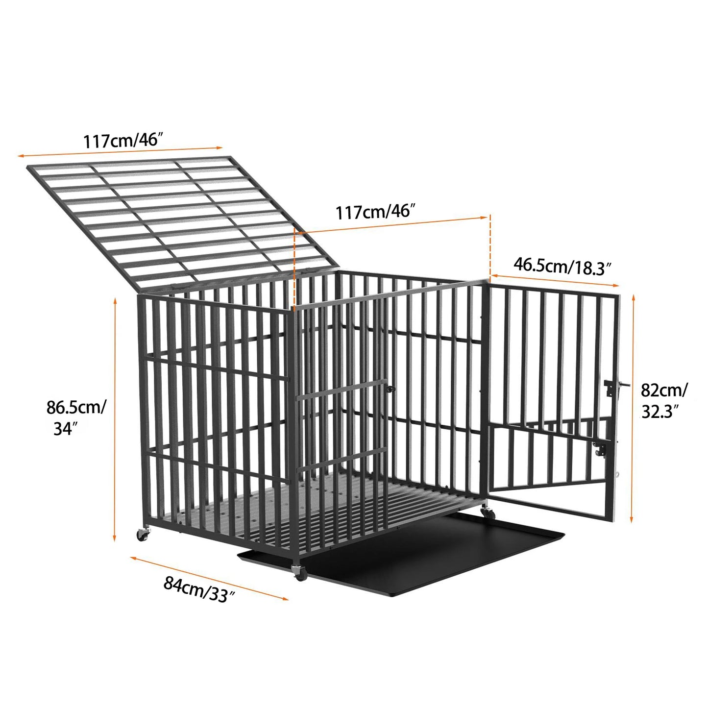 Cage chien- 3 portes Roulante