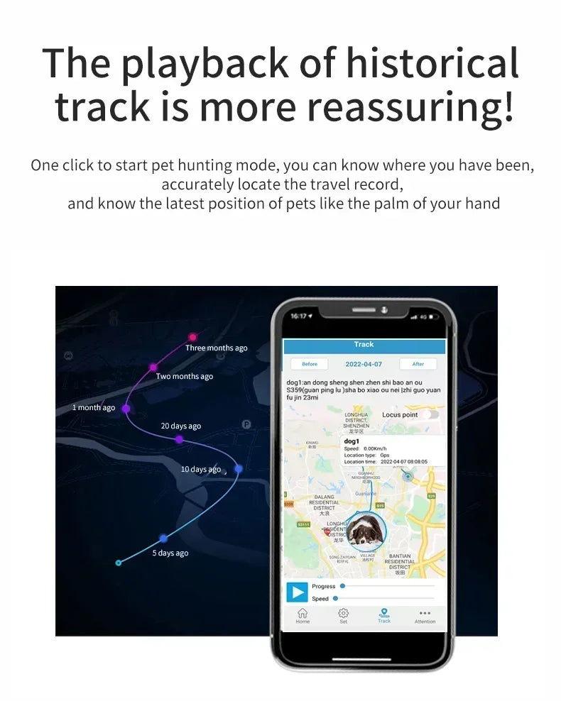 Collier GPS pour chien- Anti-Loss Real-Time Tracking