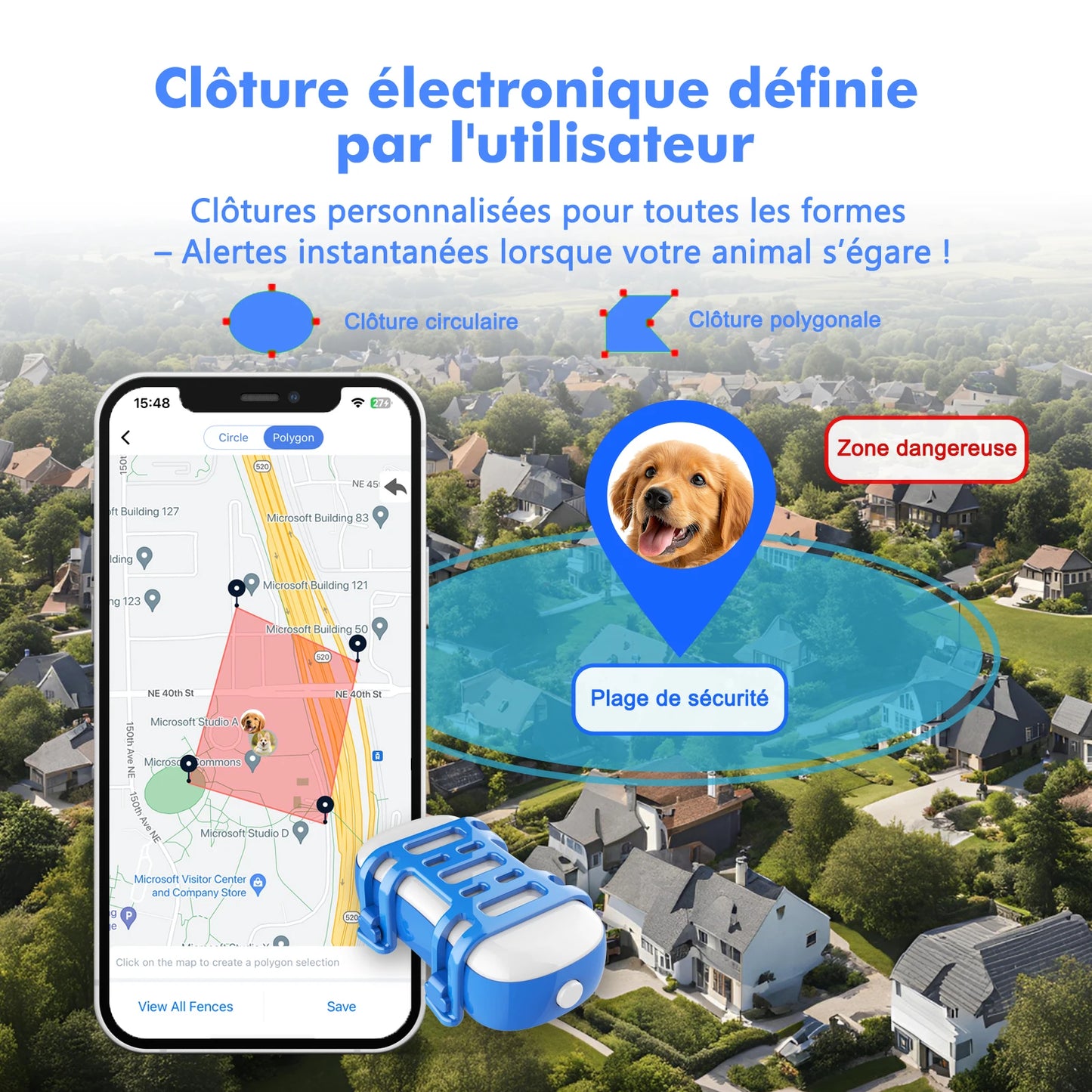 Collier gps pour chien- Location anti perte