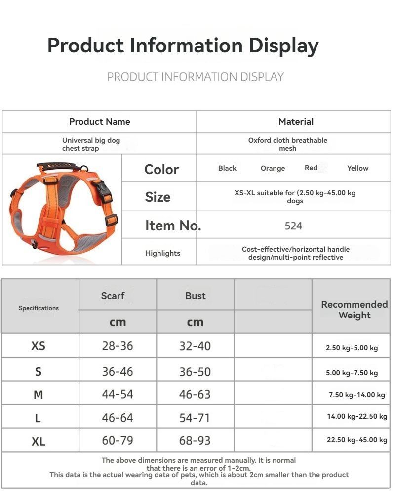 Harnais pour chien - Sangle de poitrine style gilet - Le Chihuahua Voyageur