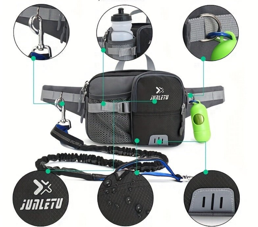 Laisse pour chien- Pochette Multi Fonction anti traction