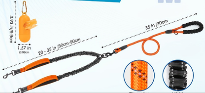 Laisse pour chien- Laisse Double Poop Bag