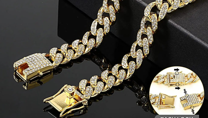 Collier chien- Rhinestone Gold Dog Chain