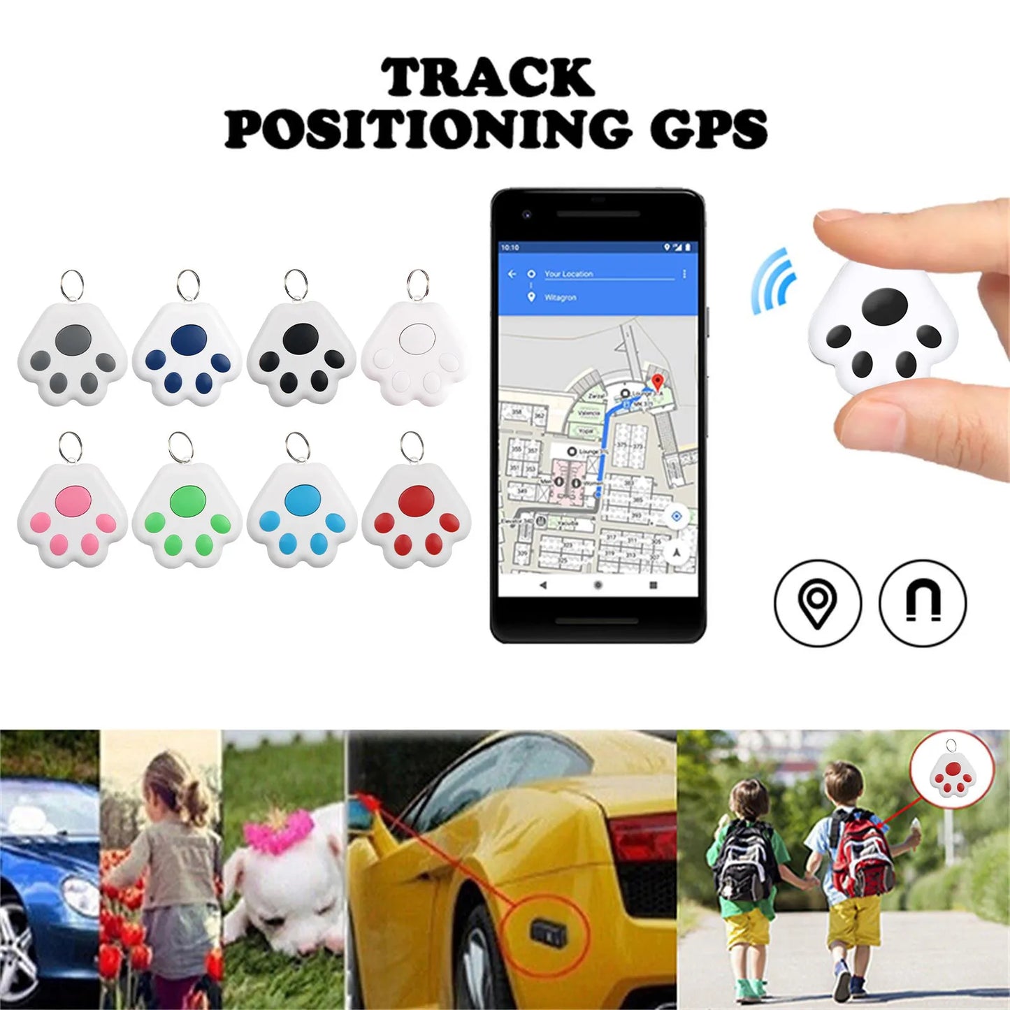 Collier gps pour chien- GPS Tracker Bluetooth 5.0 Anti-Lost