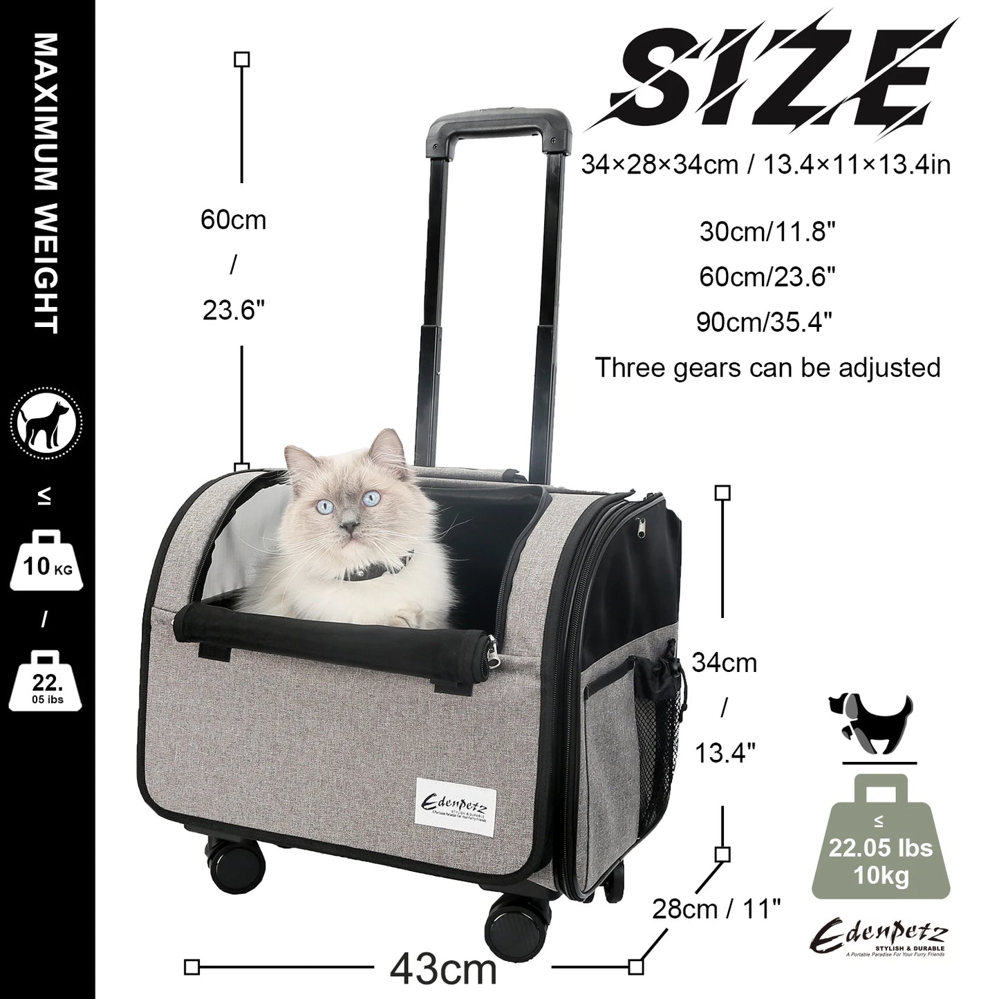 Poussette pour chien- Poussette Valise de transport