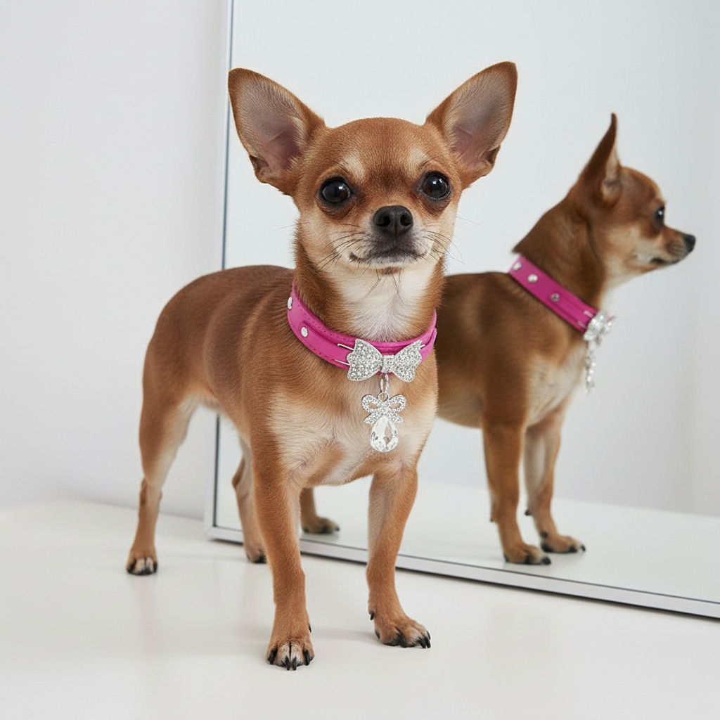 collier cuir chien- Diamond Bow