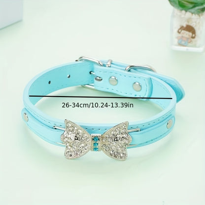 collier cuir chien- Diamond Bow