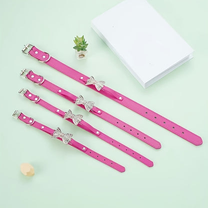 collier cuir chien- Diamond Bow