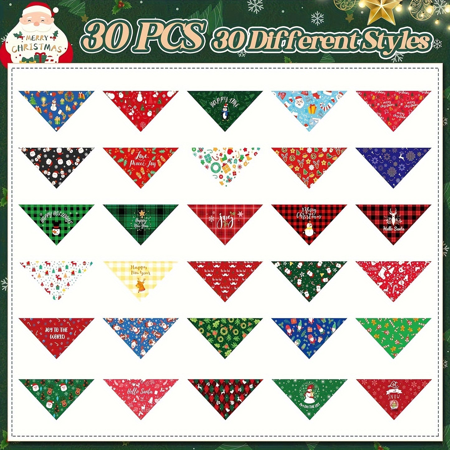 Bandana pour chien | Festif de Noël 30pcs