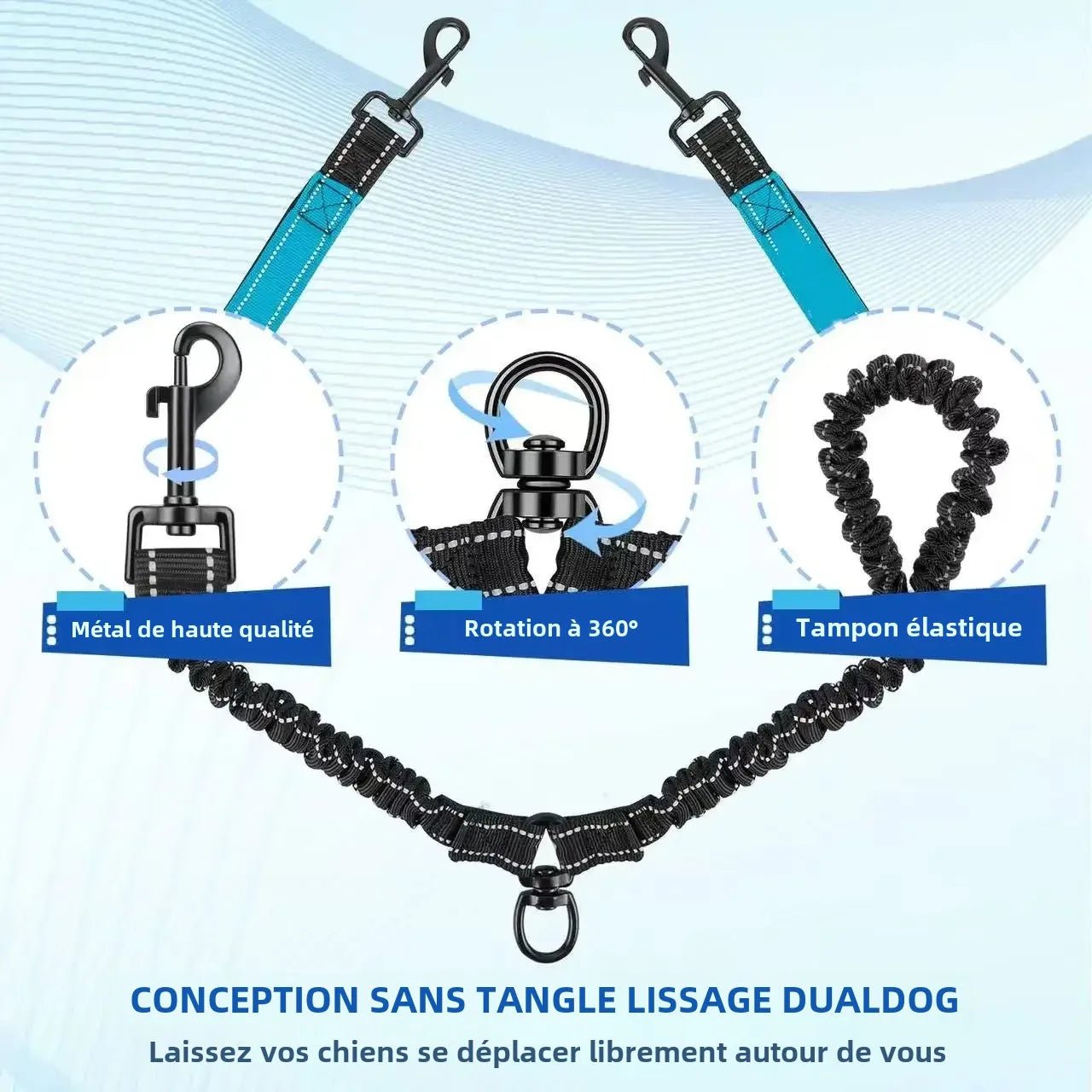 Laisse pour chien - Double 360 Swivel - Le Chihuahua Voyageur