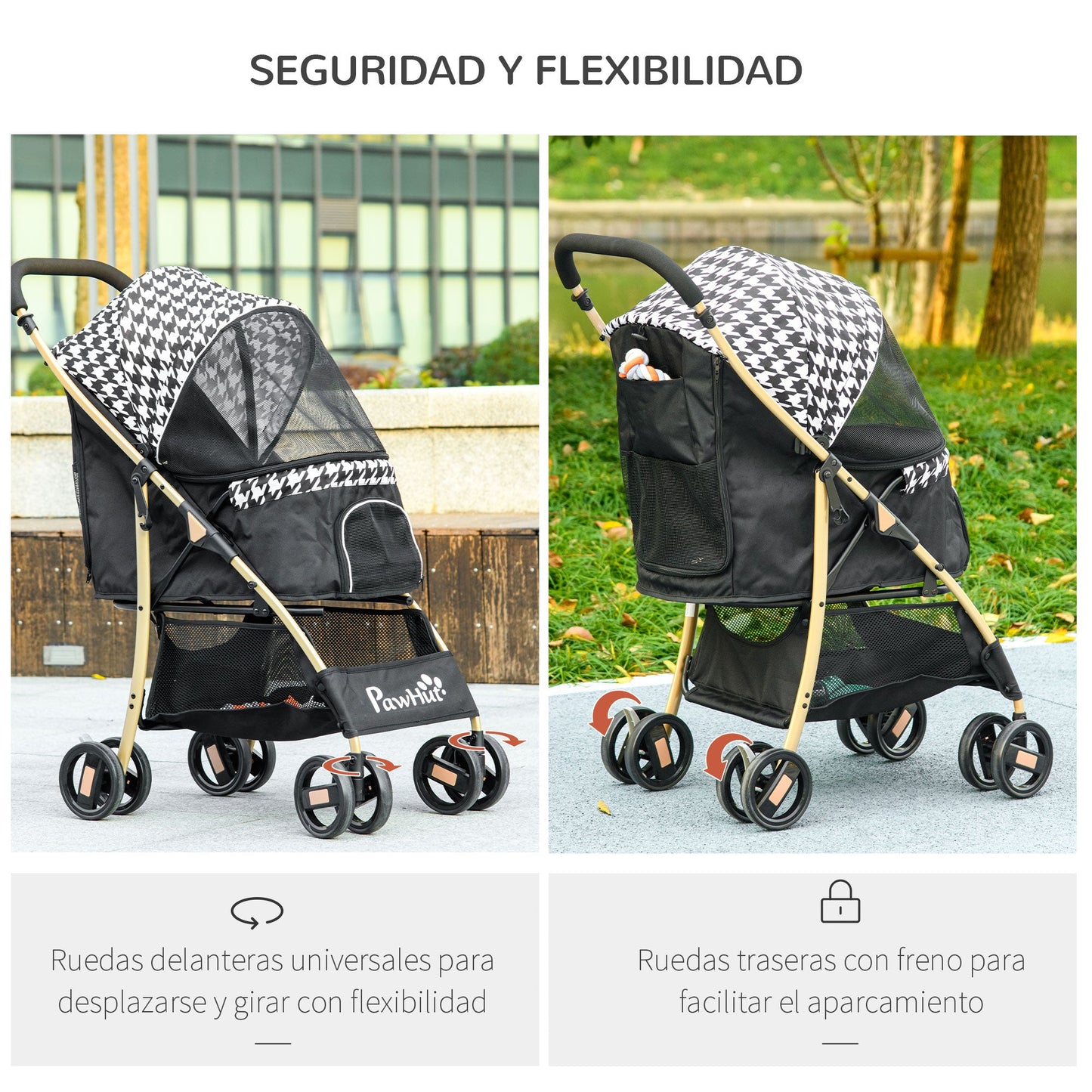 Poussette chien - Pawhut Foldable Dog Stroller with 2 Doors - Le Chihuahua Voyageur